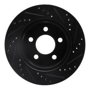 Jeep Cherokee Brake Rotor (1) - Front Left - R1 Concepts - Drilled & Slotted - Black - `99-`06